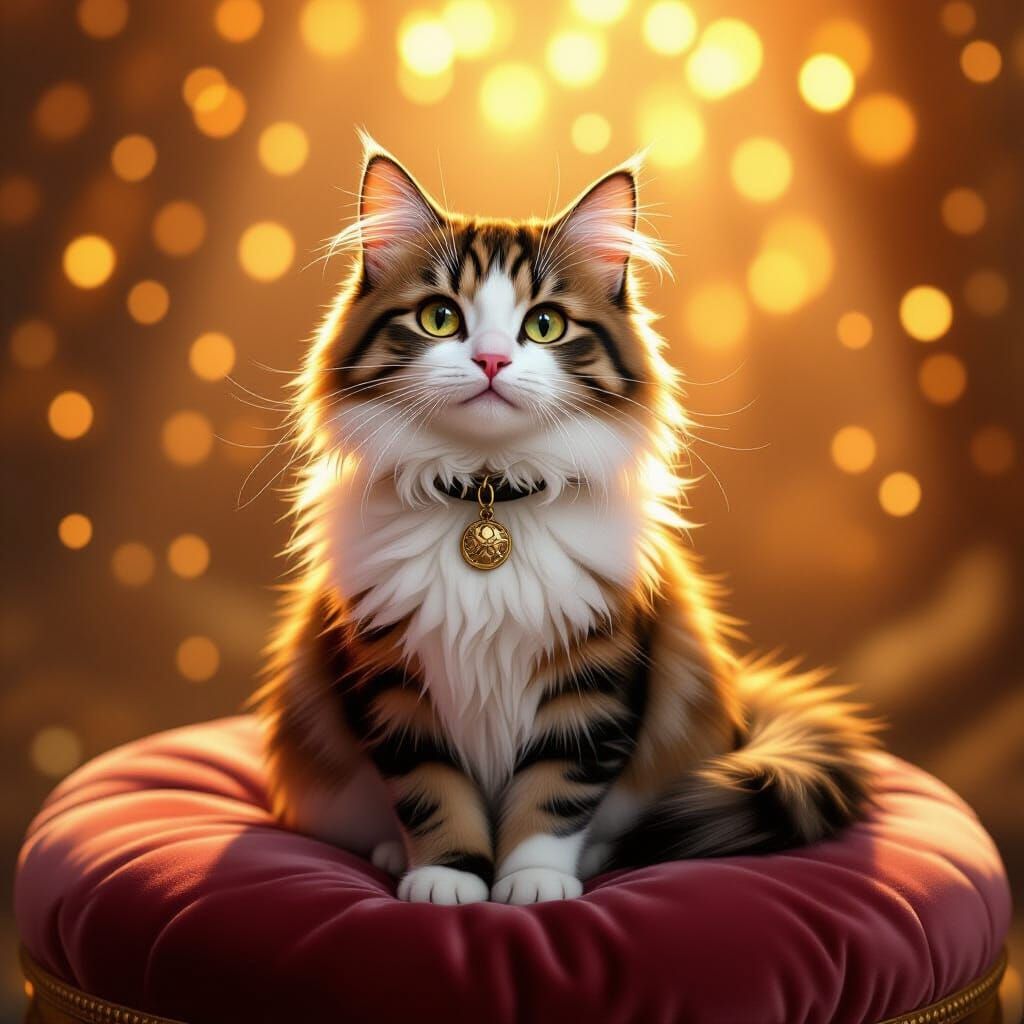 Curious Cat in Dreamlike Takashi Murakami Style