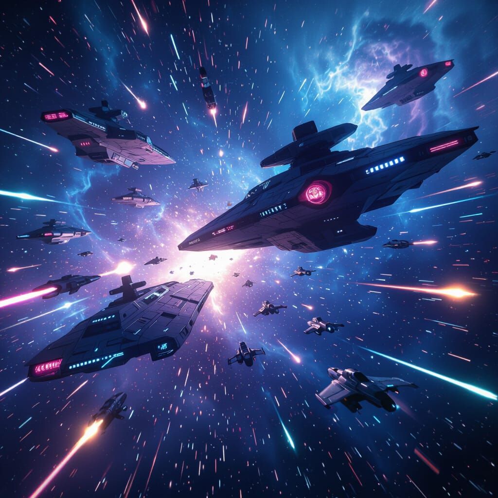 Epic Sci-Fi Space Battle in Nebula