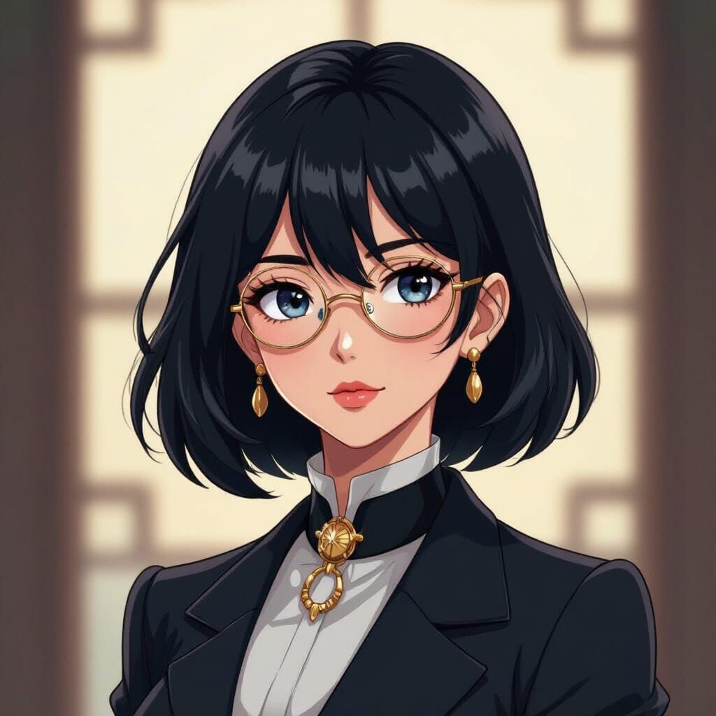 Eastern Noblewoman with Monocle in Anime Style