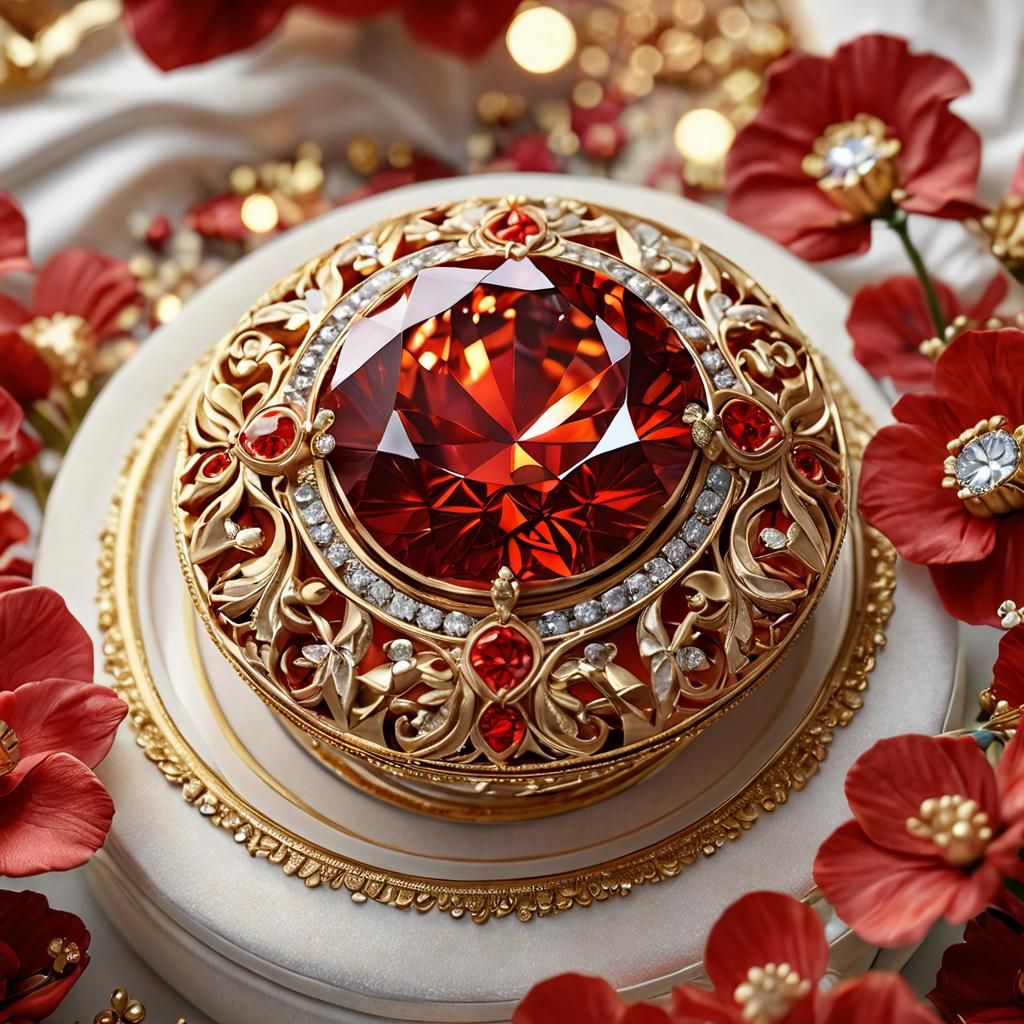 Gilded Red Diamond Macro Photograph