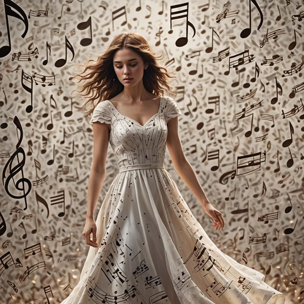 Young Woman in Musical Dress: Digital Matte Painting
