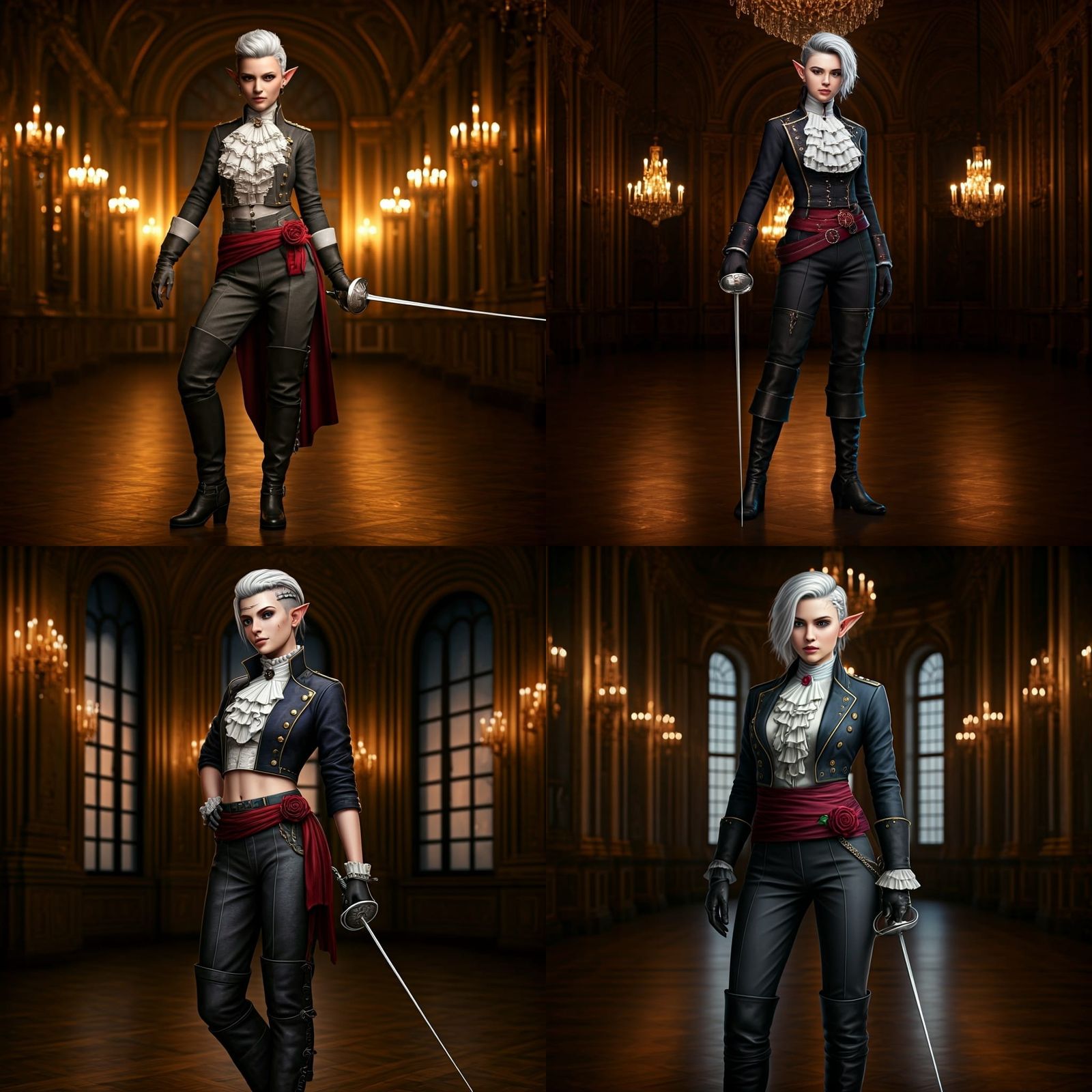 Elegant Teen Fencer in Aristocratic Military Fashion
