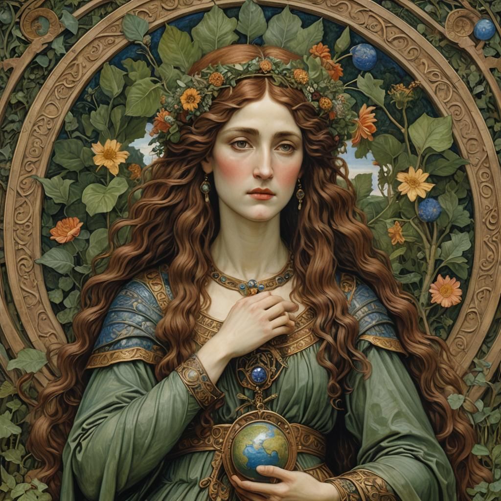 Ninhursag Earth Mother in Pre-Raphaelite Style