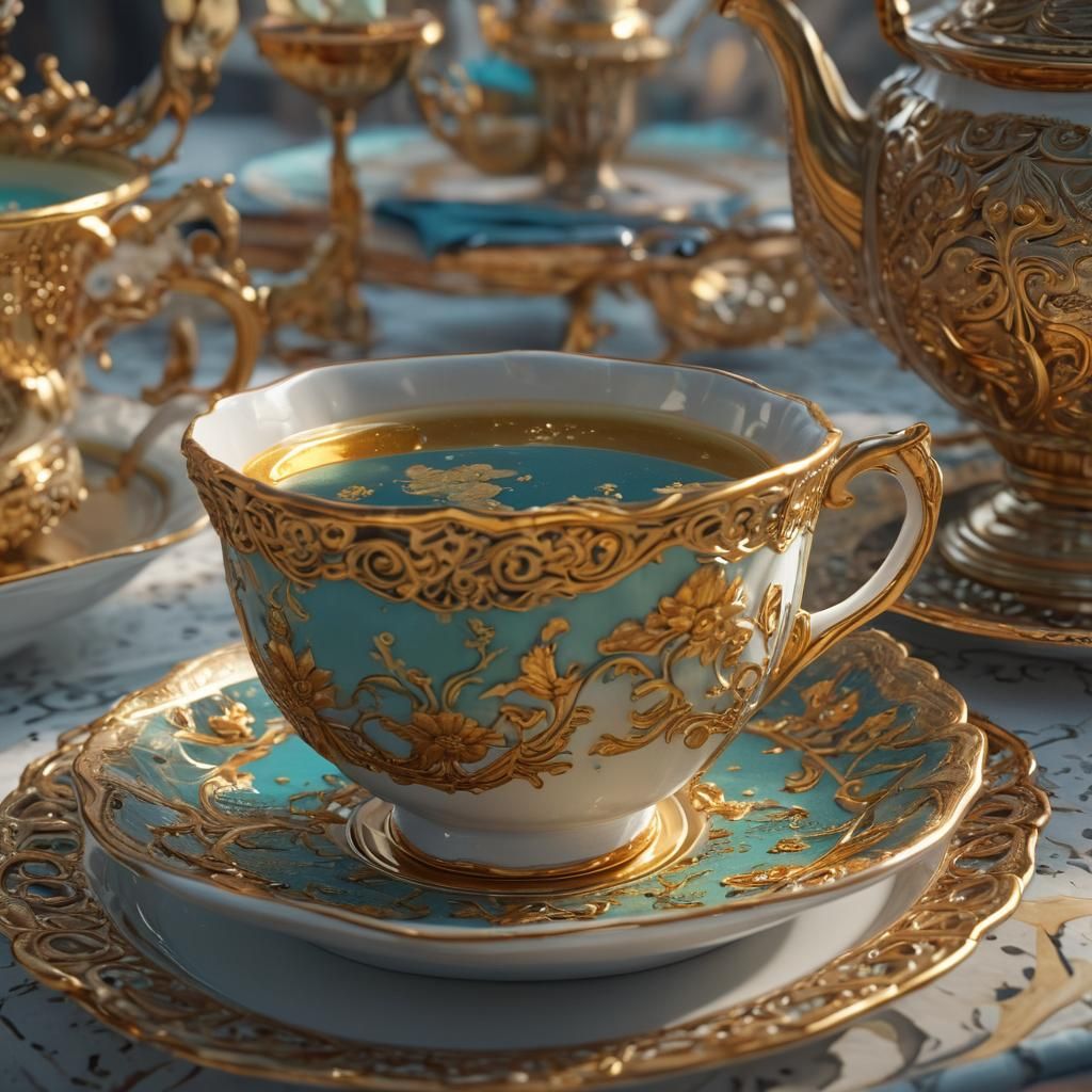 Golden Teacup at Gods' Tea Party: Unreal Engine Concept Art