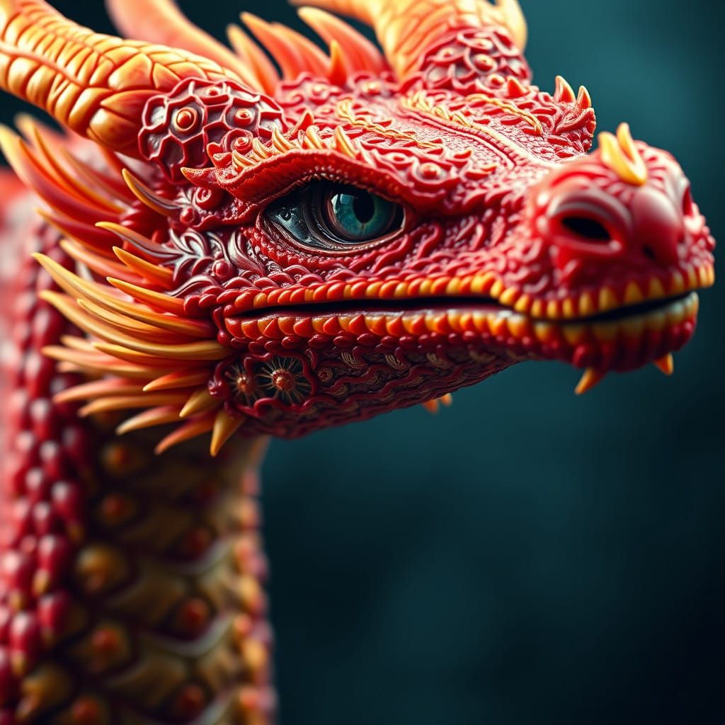 Majestic Fiery Dragon with Blue Eyes in HDR