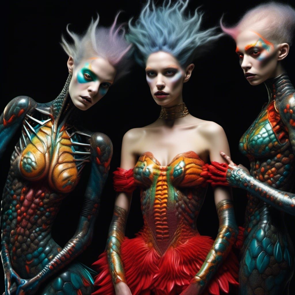 Smiling Aliens Party: Hyperrealistic Photography