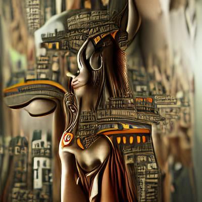 Hathor: Egyptian Goddess in Detailed Matte Painting