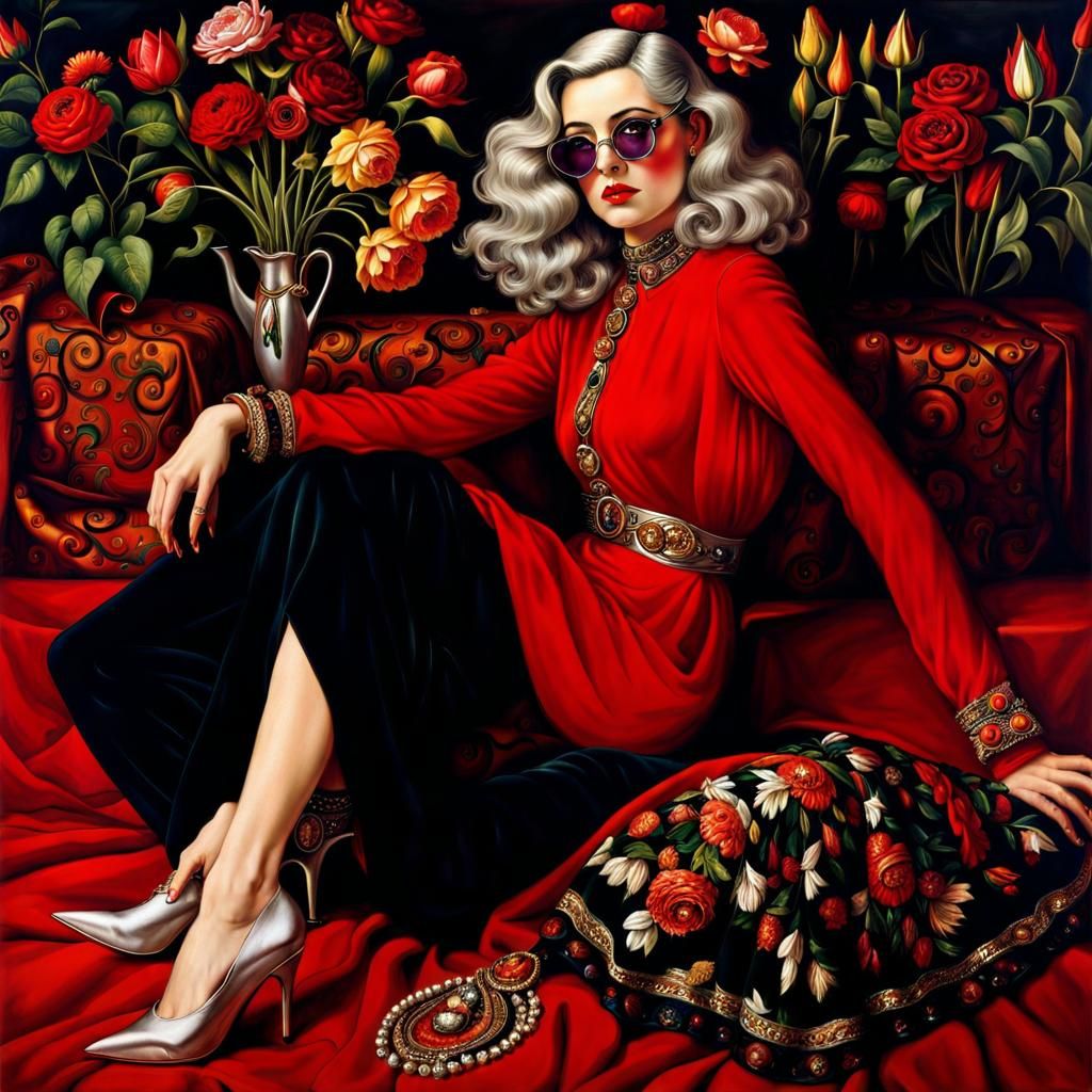 Psychedelic Portrait Inspired by Klimt and Waterhouse