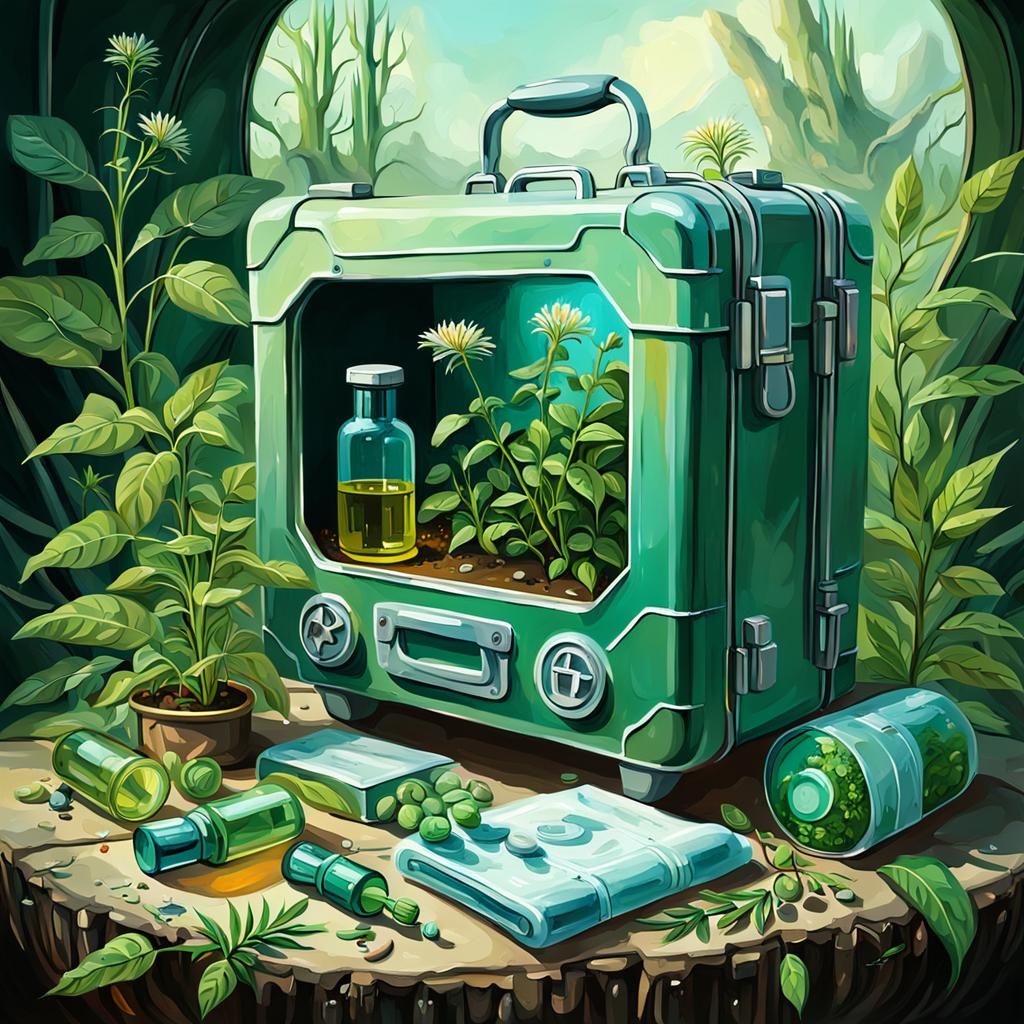 Futuristic Medical Kit in Oil Painting Style