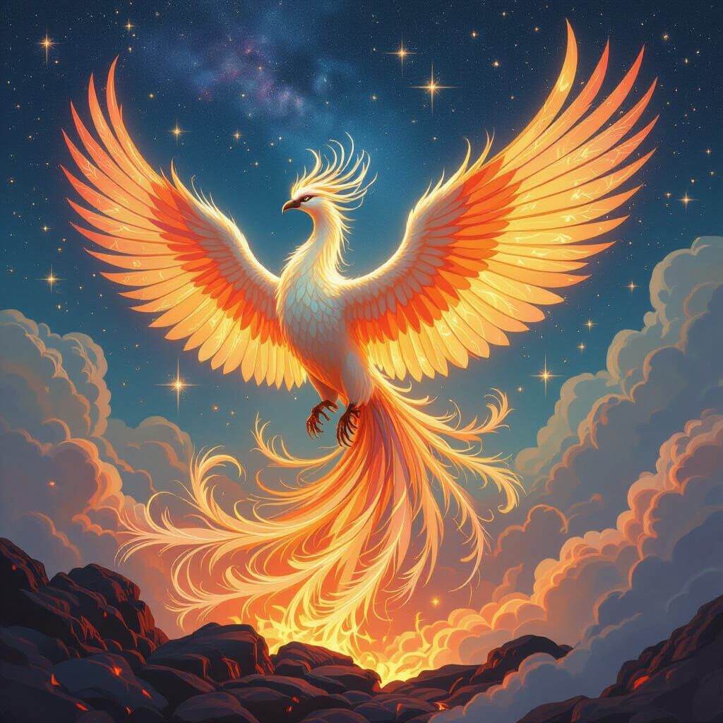 Phoenix Rises from Embers in Cosmic Nebula
