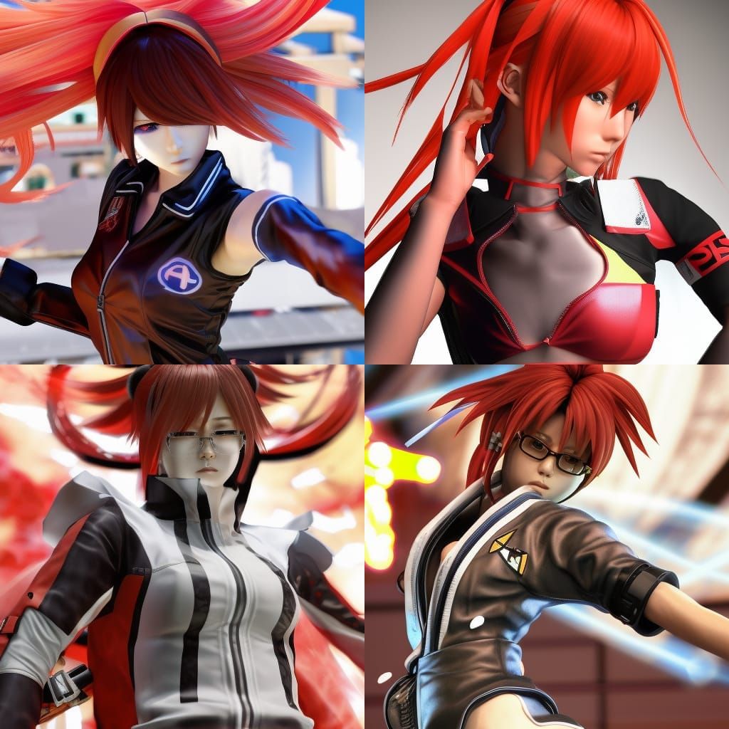 Asuka as a KOF Character by Japanese illustrator Artist: Shinkiro. pencil sketch 4K AutoCAD Art of Illusion Unreal Engi...