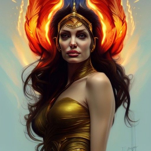 Goddess of Fire Portrait in Art Nouveau Style
