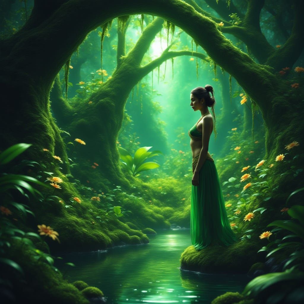 Luminous Jungle Planet with Nature Spirit