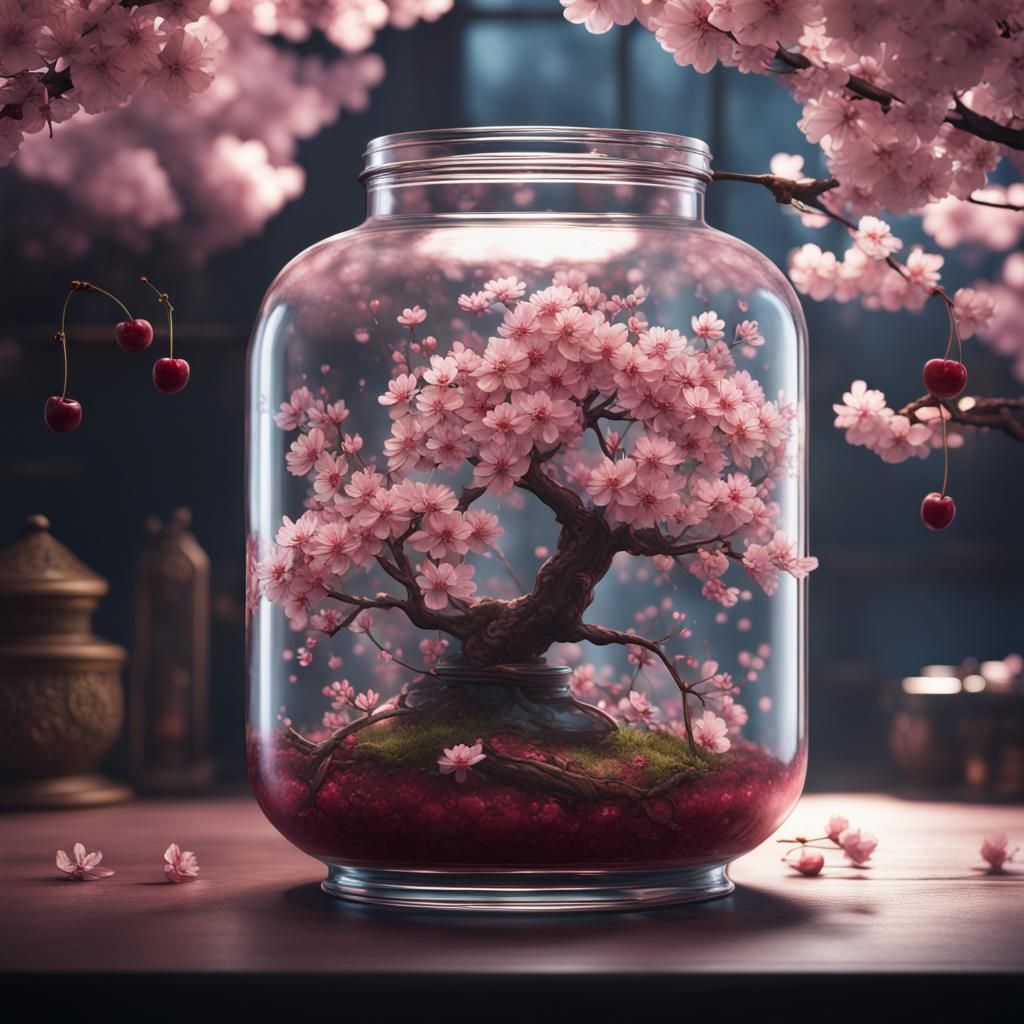 Cherry blossom in a jar