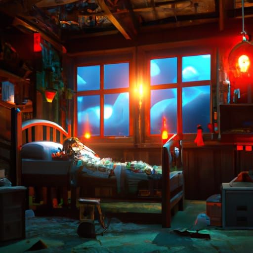 Fantastical Bedtime Scene in Deep Color