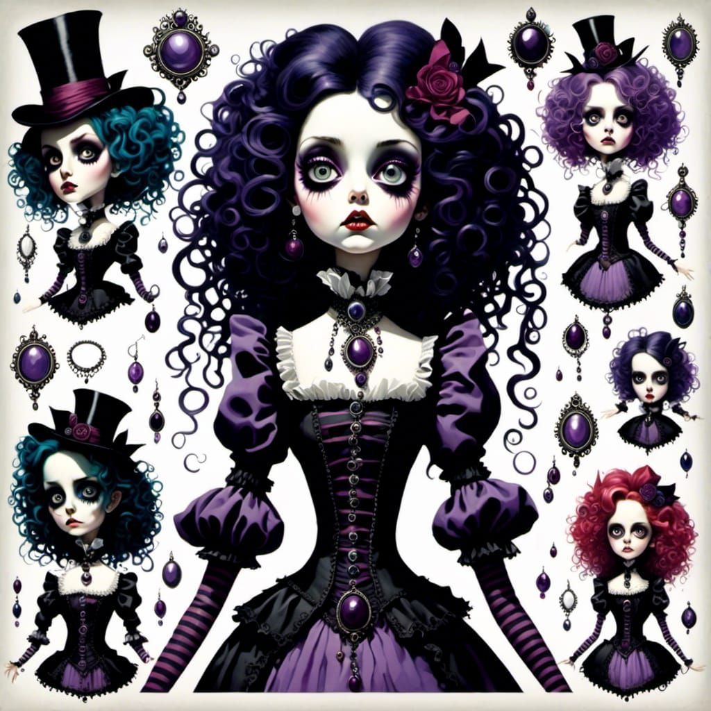 Gothic Victorian Character in Tim Burton Style