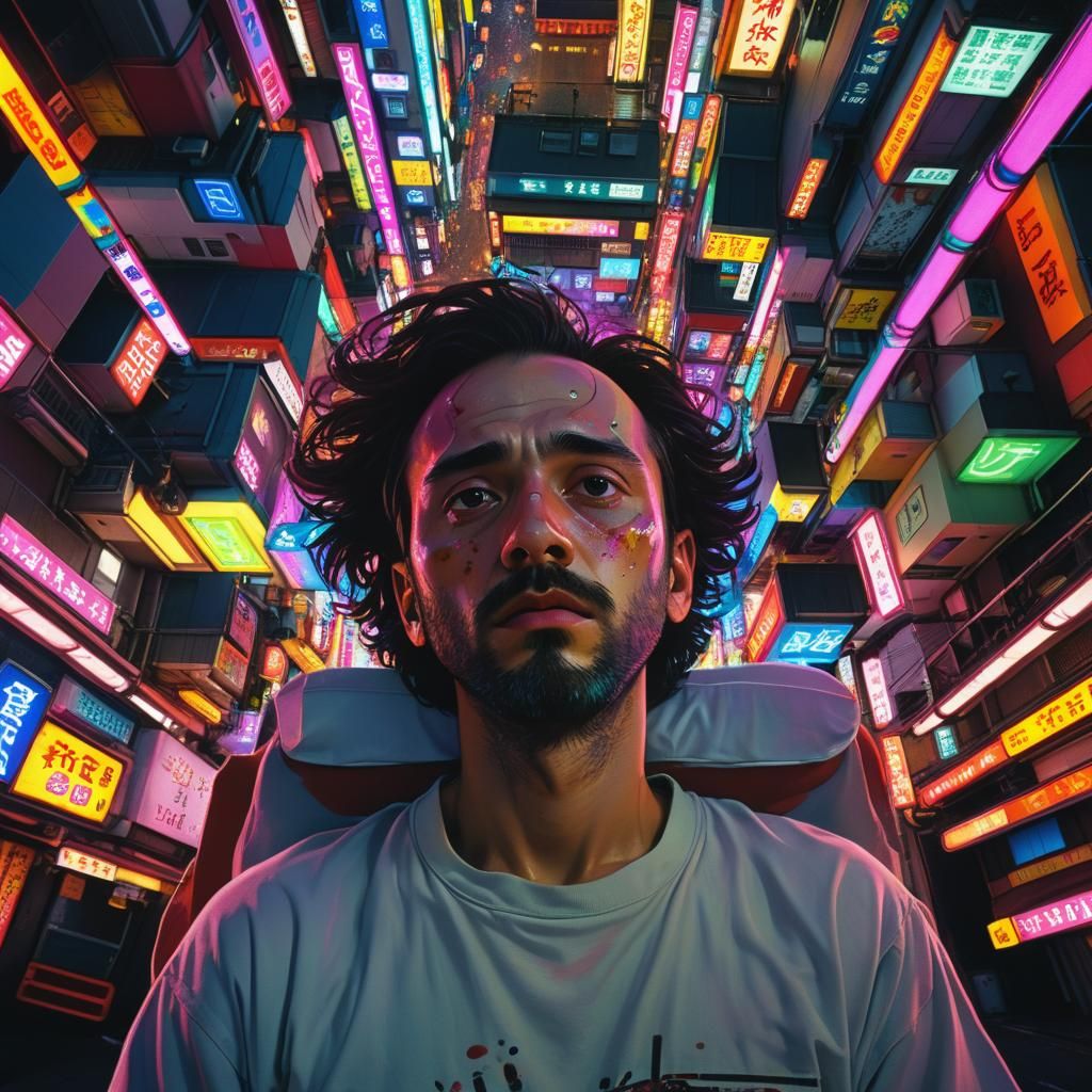 Tokyo Neon Lights: Hyperrealistic Anxiety Dreamscape