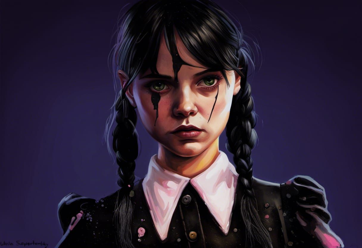 Wednesday Addams in Graffiti Street Art Style