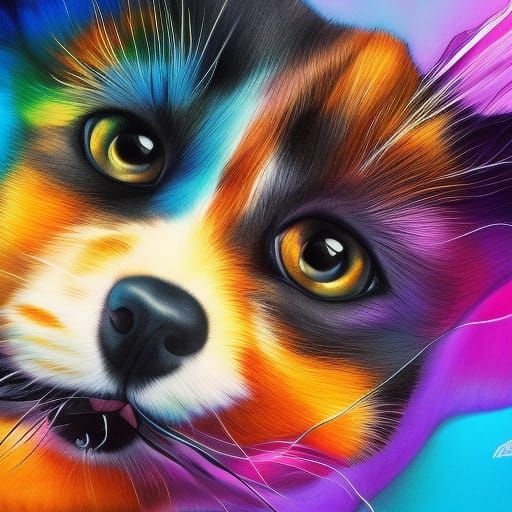 Hyperrealistic Dog and Cat Splash Art