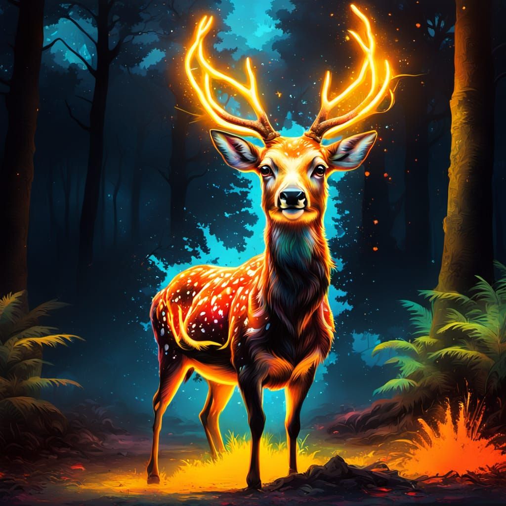 Deer in Mystical Forest Street Art