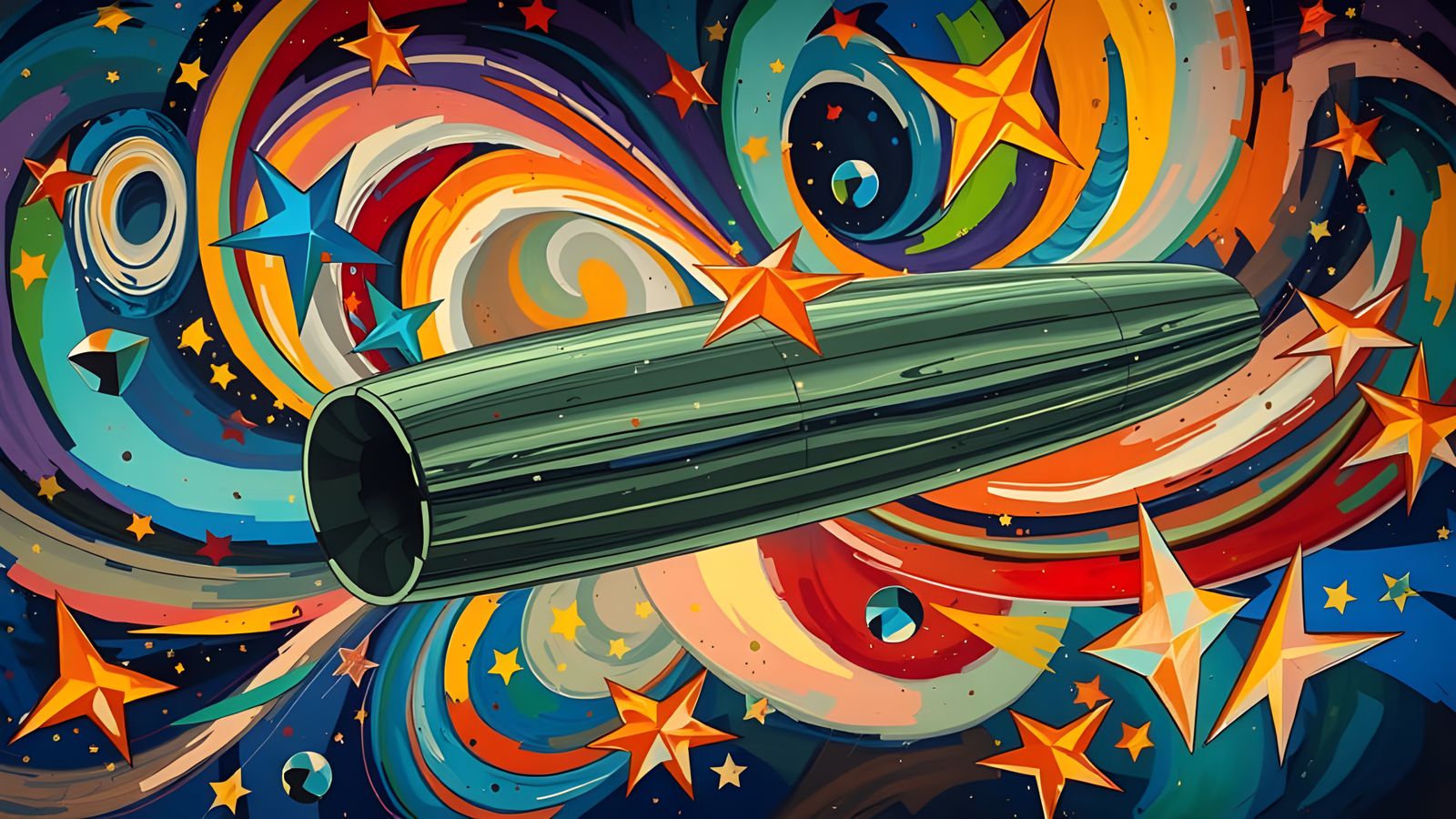 Abstract Expressionist Mirrors Reflecting Cosmic Vortex