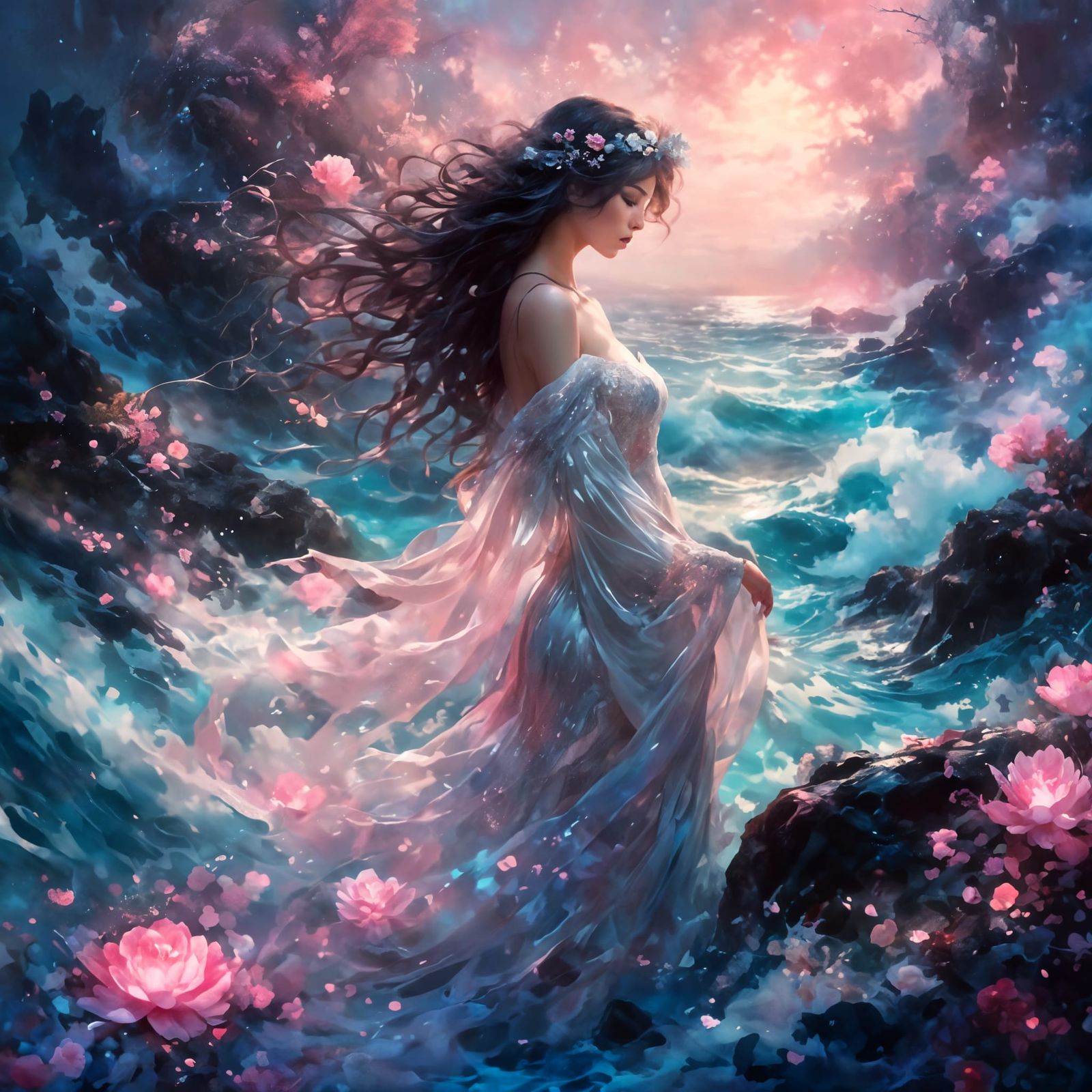 Dreamy Hyperreal Scene of Love and Loss