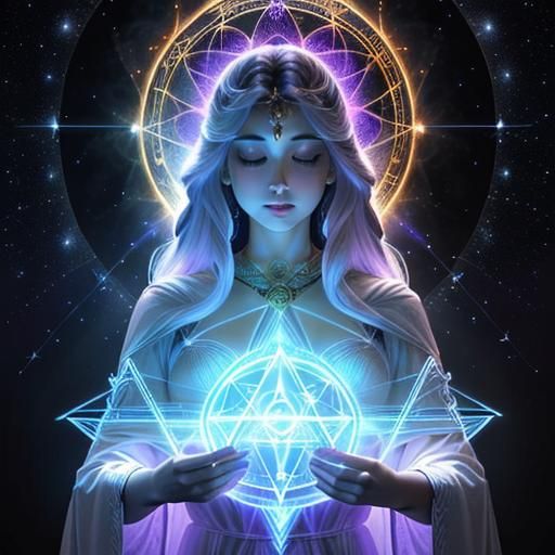 Mystical Angel of Elements in Hyperdetailed Drawing