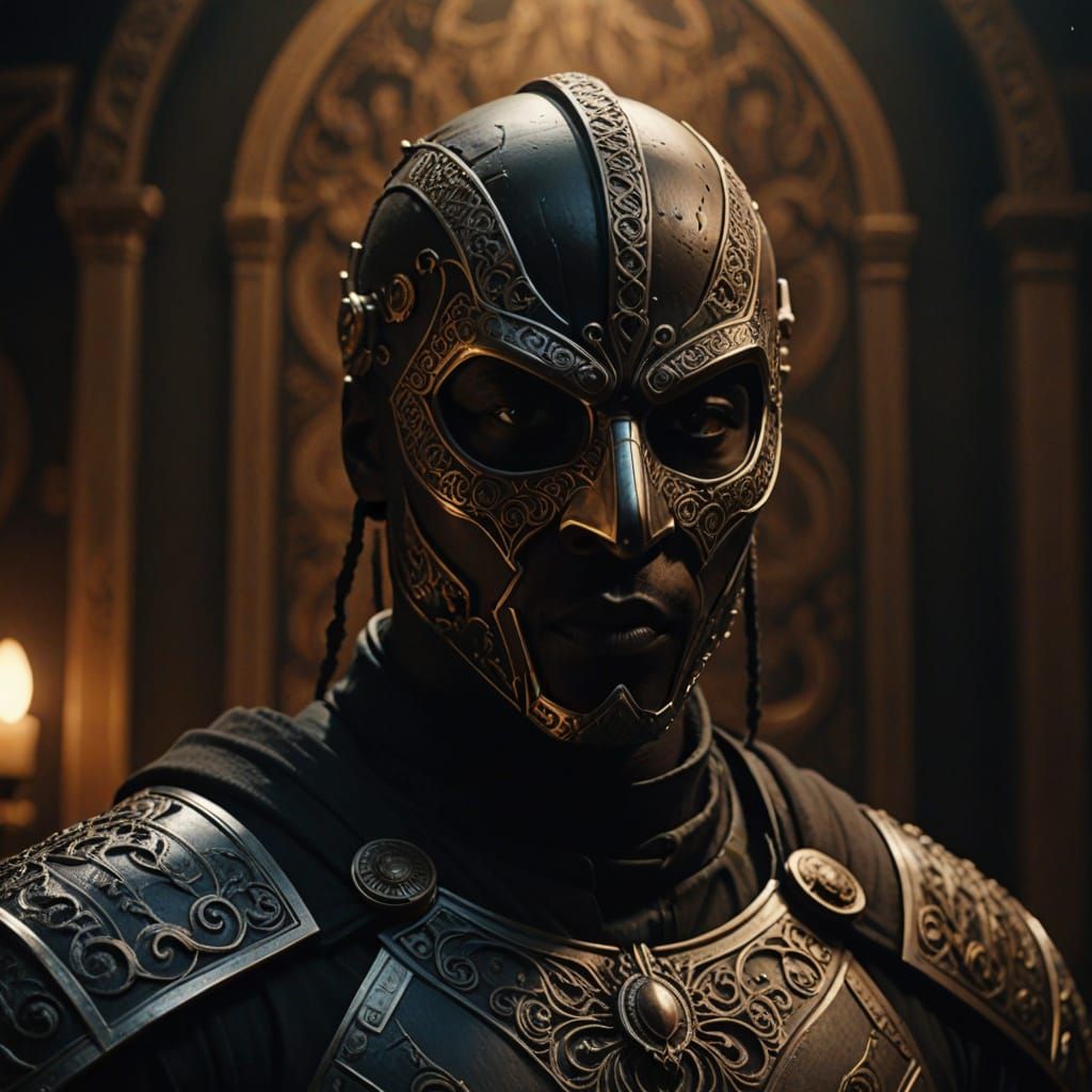 Nigerian Assassin in Horror Costume: Dark Fantasy Art