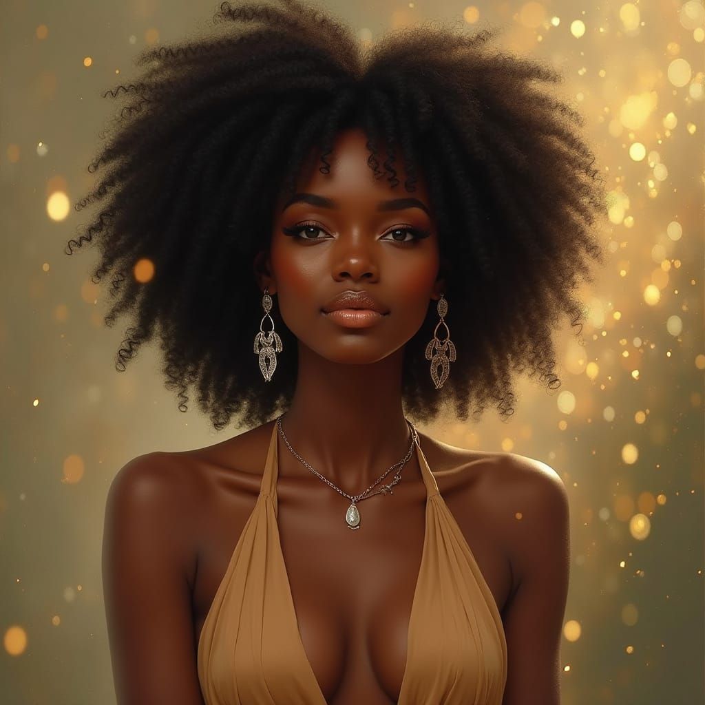 Elegant Portrait Blending Fantasy Realism and Oil Painting