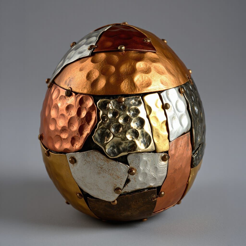 Metal Art Egg in Warm Metallic Hues