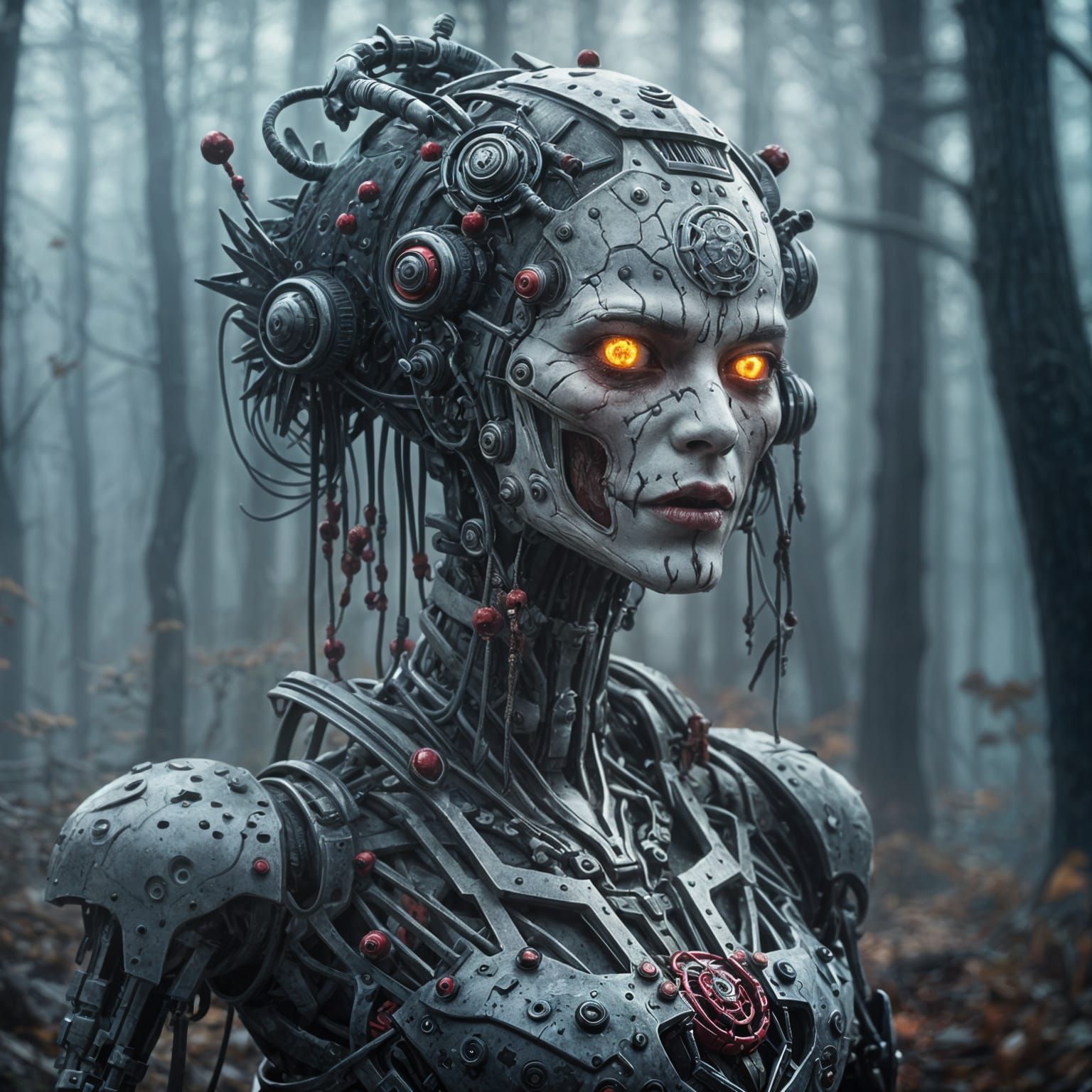 Zombie Robot Vampire Princess in Misty Woods