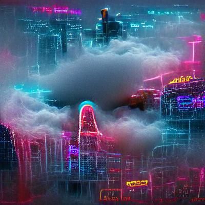 Cyberpunk City in the Clouds: Neon Metropolis