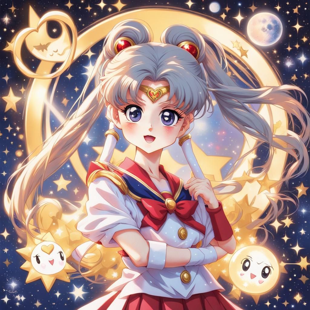 Art by Naoko Takeuchi, chibi Sailor Moon, Usagi Tsukino, ove...