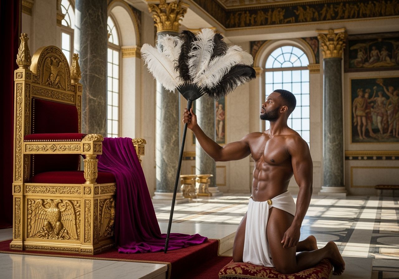 Roman Palace: Muscular Man with Feather Fan