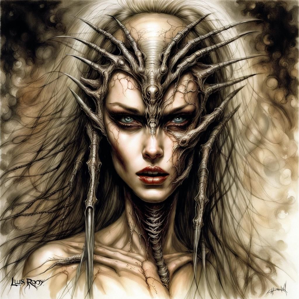 Sinister Alien Monster Portrait in Dark Horror Style