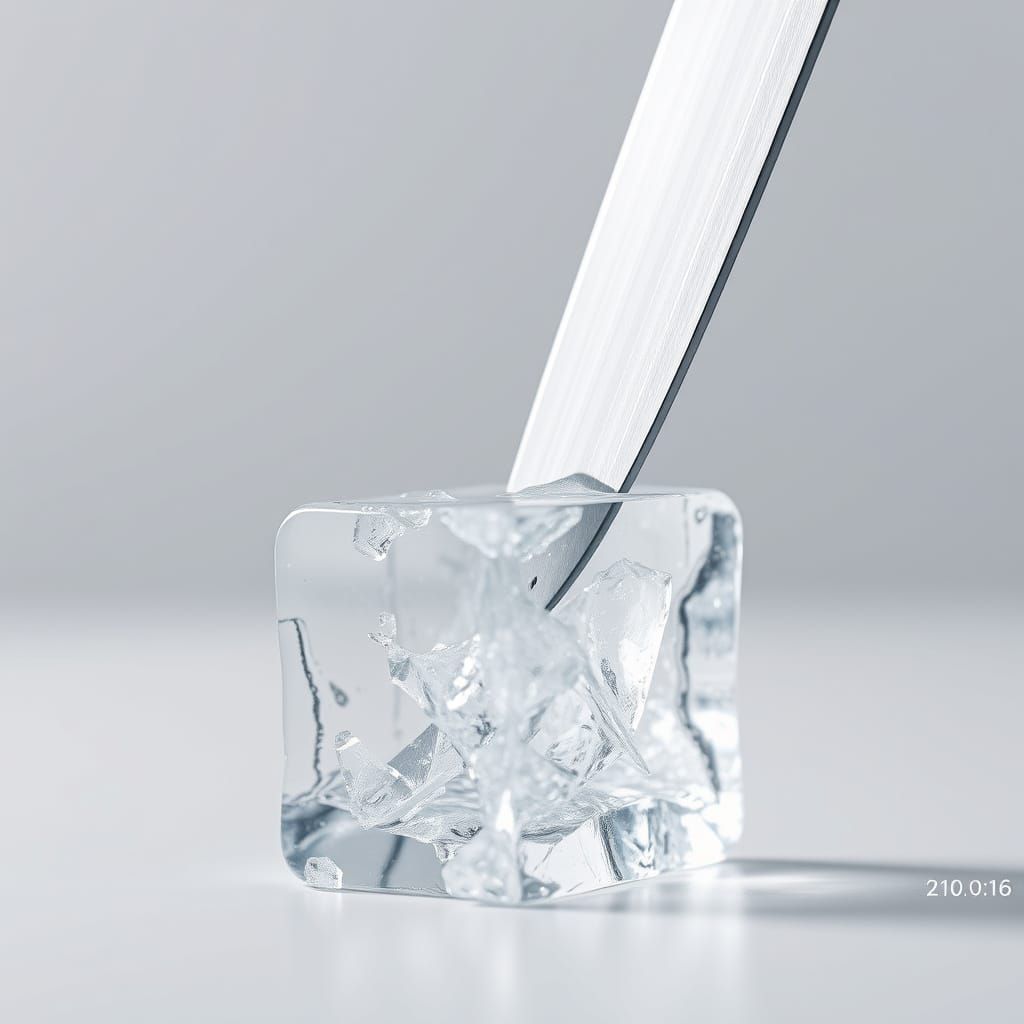 Hyperrealistic Knife Slicing Ice Block ASMR