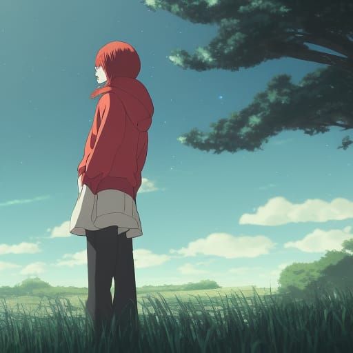 Redhead Emo Girl: Studio Ghibli Anime Visual
