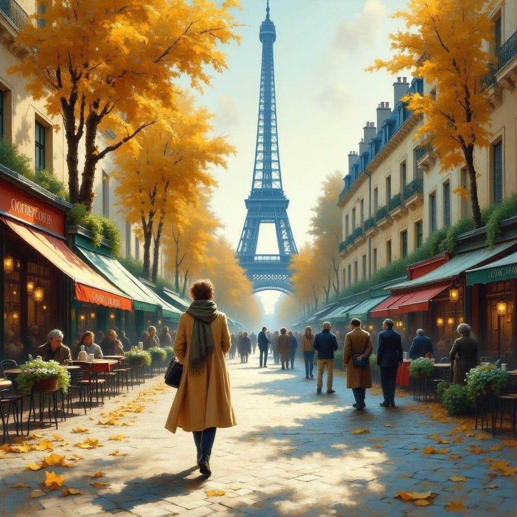 Parisian Autumn Day: An Impressionistic Street Scene