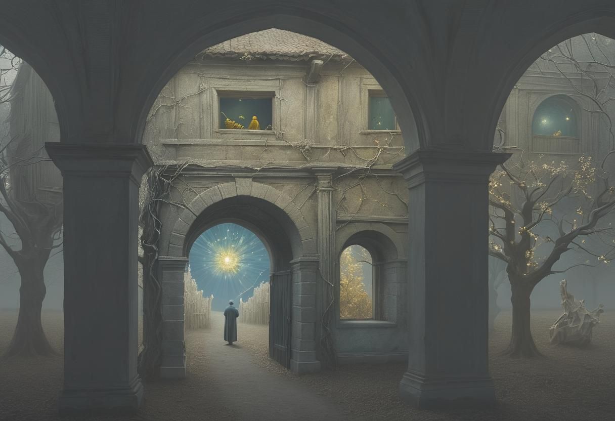 Platinum Gateway to Afterlife in Van Gogh Style