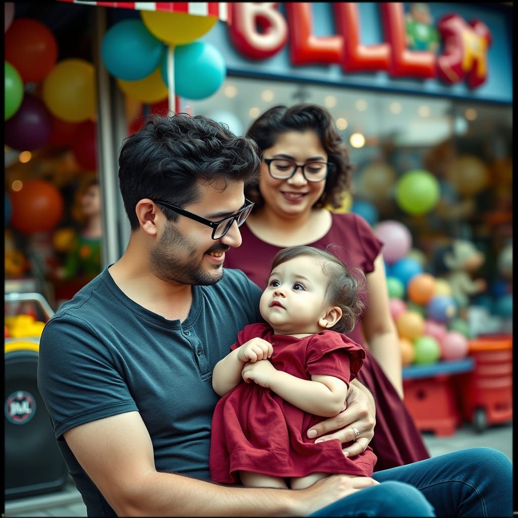 Loving Father and Daughter at Toy Shop