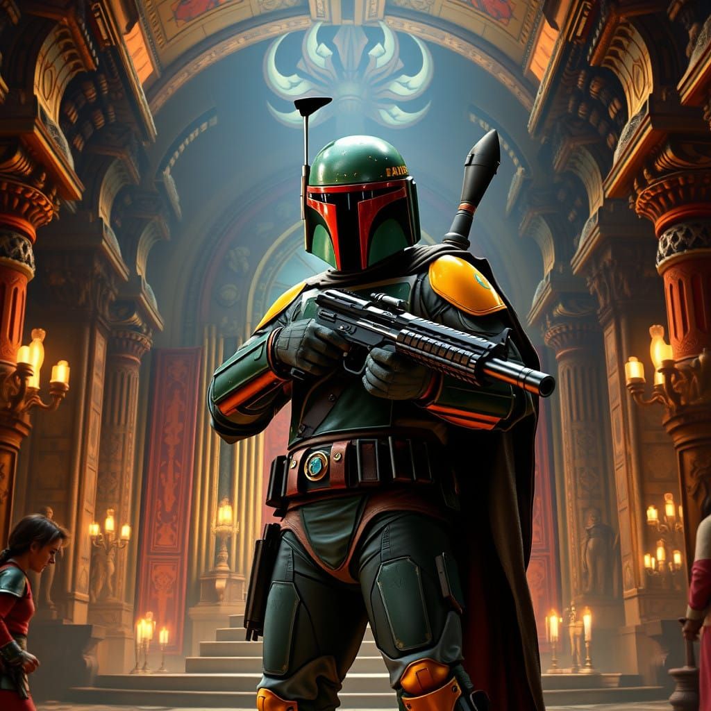 Boba Fett in Opulent Mandalorian Throne Room