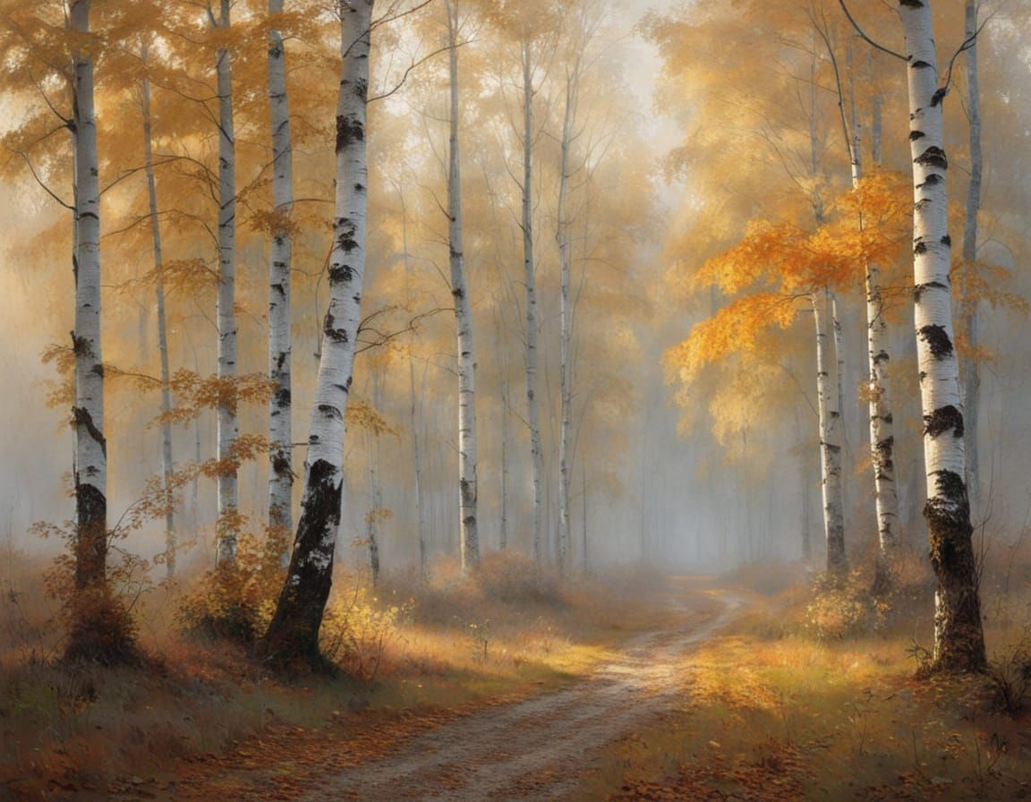 Golden Dawn in an Autumn Forest
