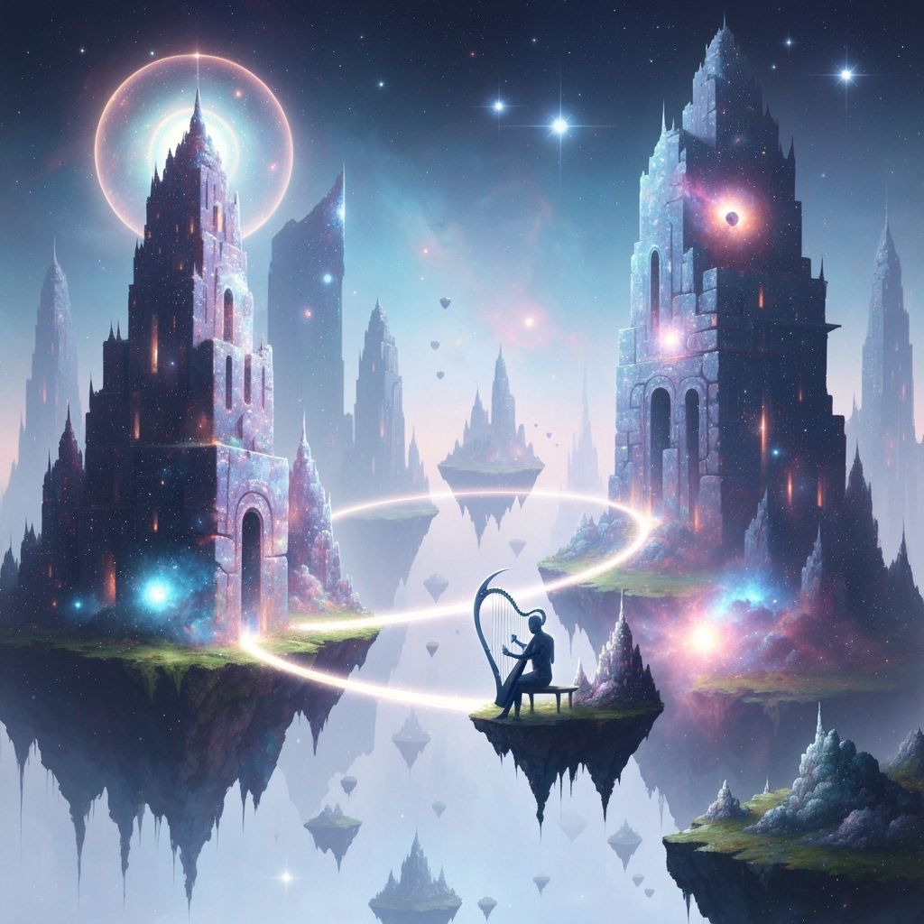 Ethereal Cosmic Cityscape of Starlight and Nebulae