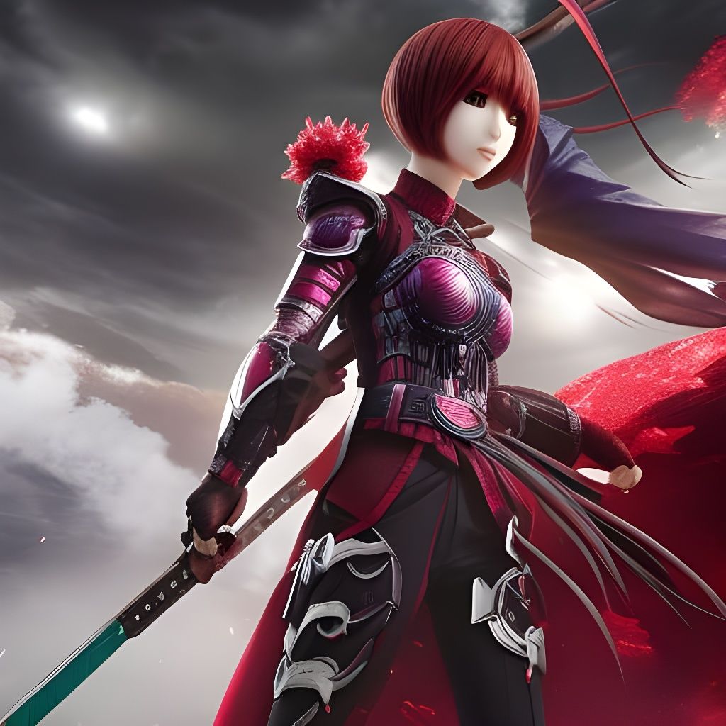 Sakura Dragon Armor Girl: Detailed Matte Painting