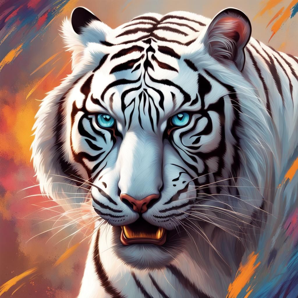 Hyperrealistic White Tiger Empress Portrait