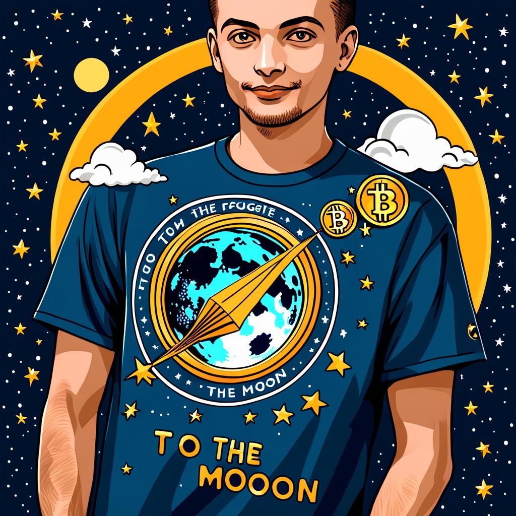 Bitcoin Rocket T-Shirt Design in Retro Style