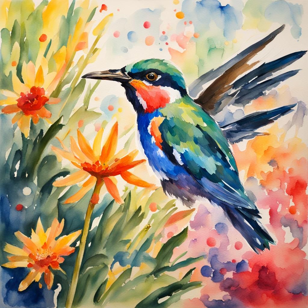 Gouache Style Watercolor Painting on Canvas