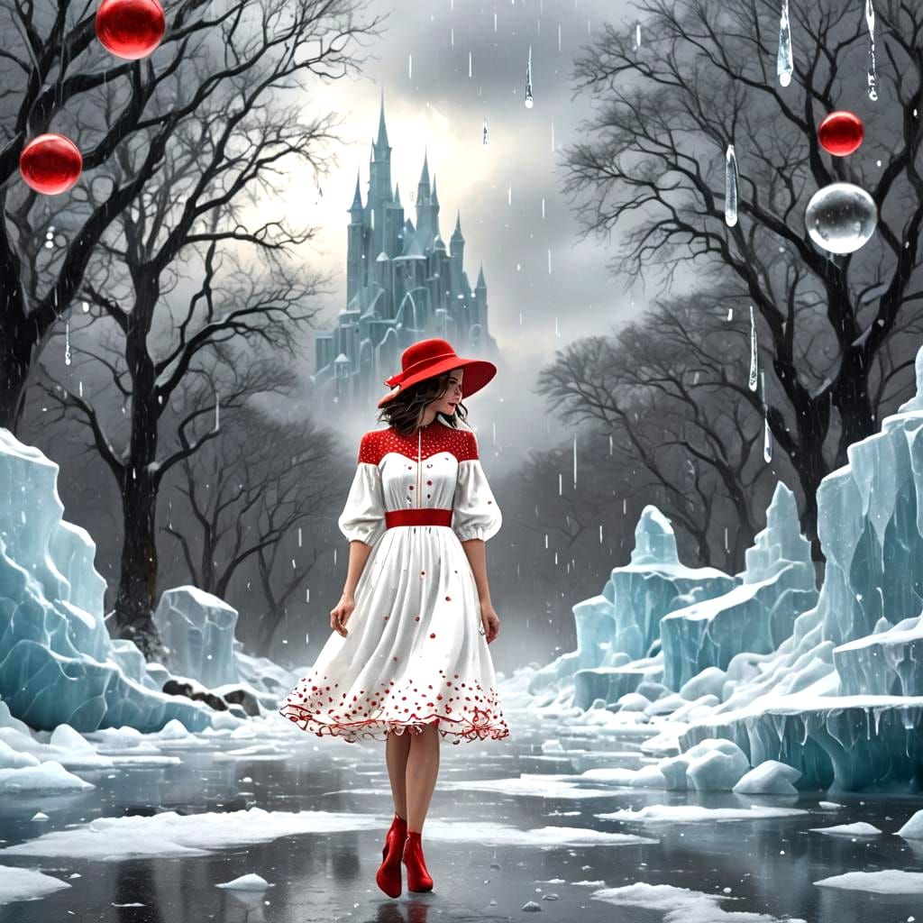 Snow Girl with Red Lips: Fantasy Concept Art