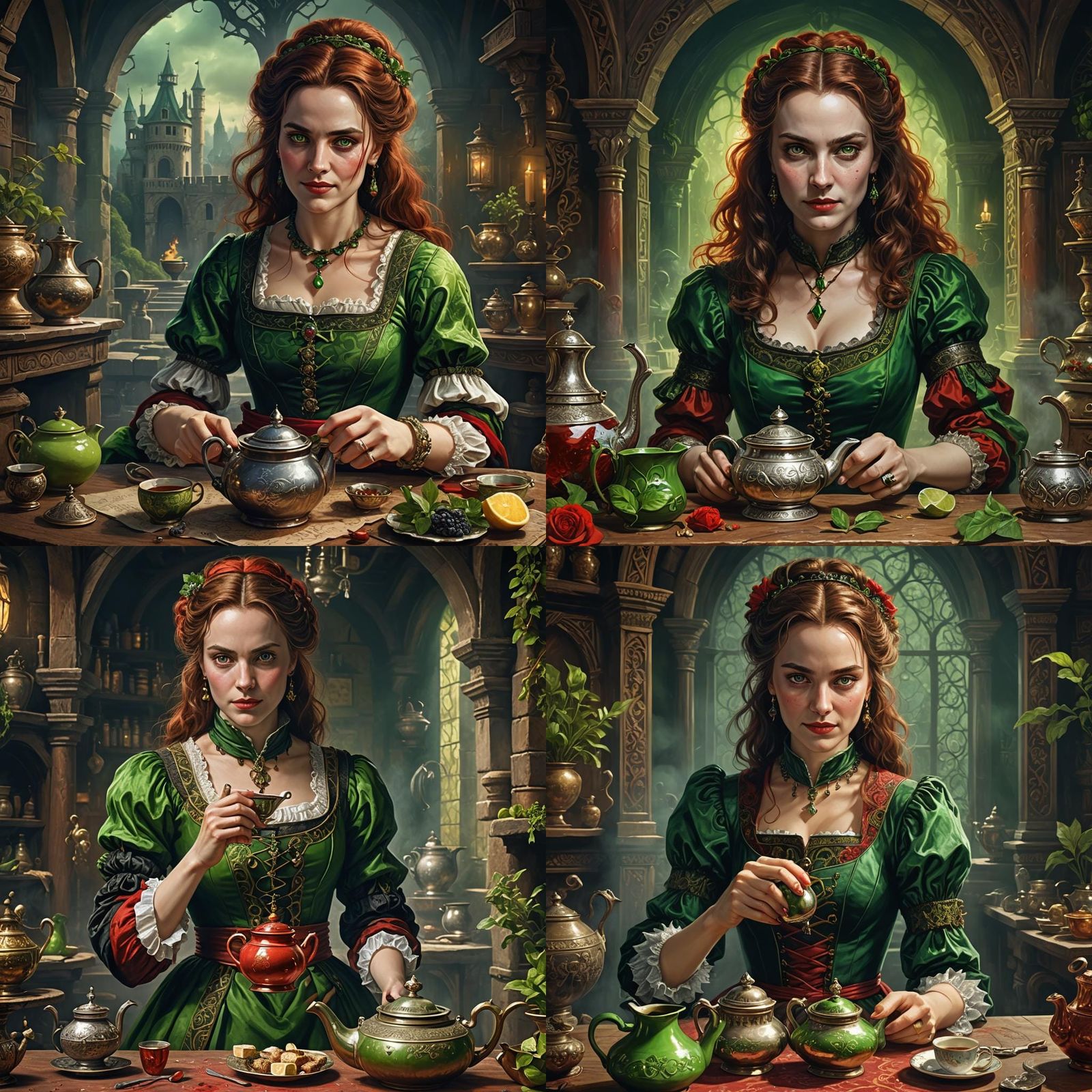 Sinister Shakespearean Woman with Poison Tea