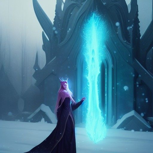 Elven Ice Mage Summons a Winter Aurora
